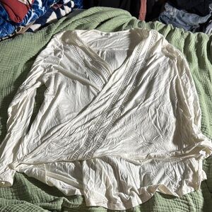 VENUS Cream Wrap Top with Lace Detail